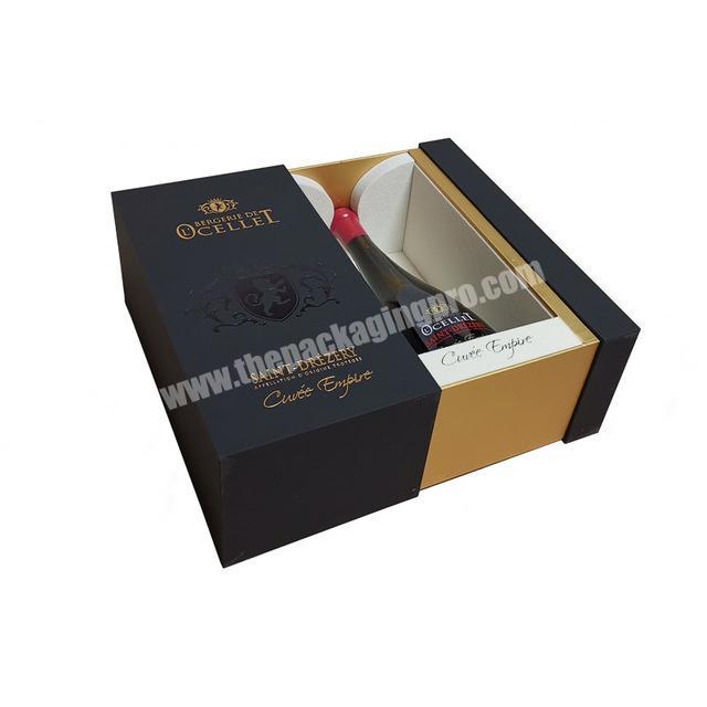 Profession Specialized Factory Make Luxury Wine Glass Gold Foil Box Custom Wine Packing Boxes With Two Open Door