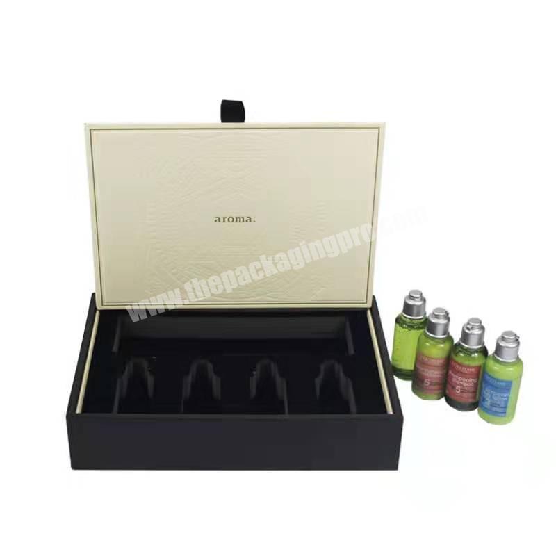 Professional custom book shaped cosmetic box with makeup  bottle cardboard packing