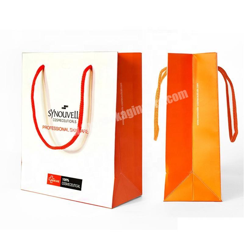 Professional custom printing beauty skin care paper shopping bag with logo