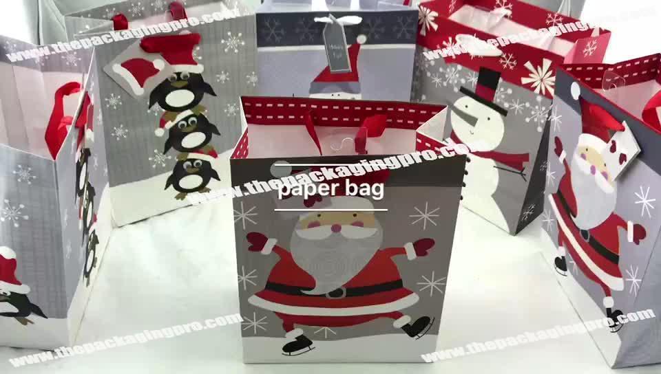 professional design wholesale christmas gift paper bag with handle