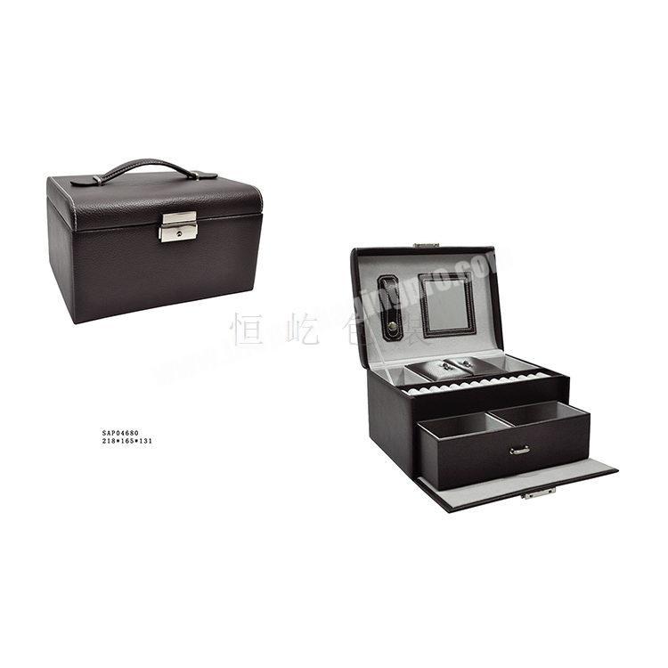 professional manufacture whose sales jewelry black  box;custom LOGO jewelry case;black PU leather Jewelry storage Case