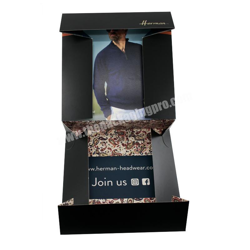 Professional manufactures customized recyclable black handmade folding paper mail box for clothing packaging