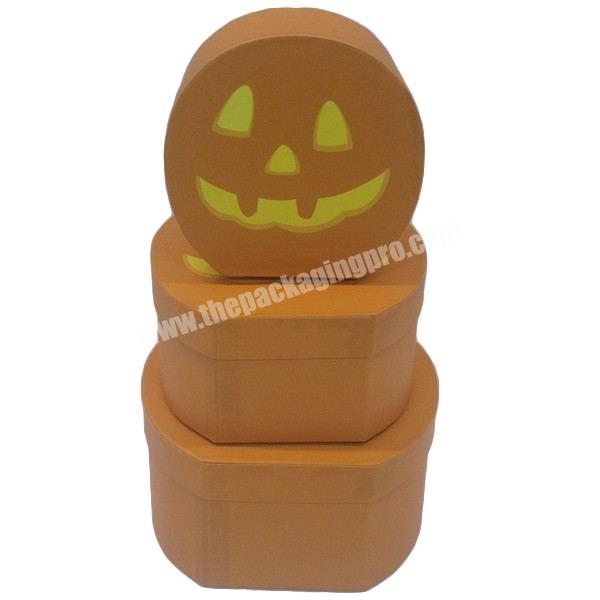 Promotion Helloween Packing Box Paper Gift Holiday Pumpkin Color Paper Box Paper Gift Box Set 3