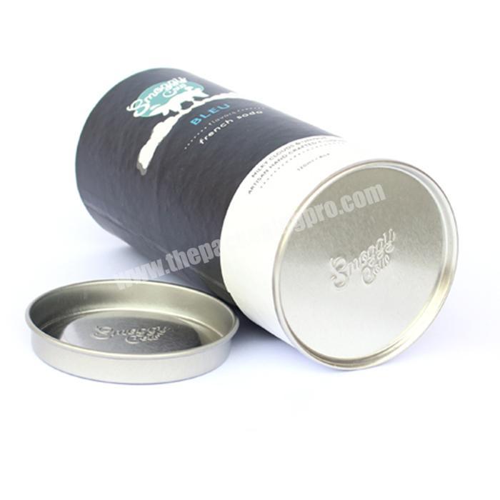 Promotional biodegradable black paper tube wine round paper cardboard tubes with metal cover