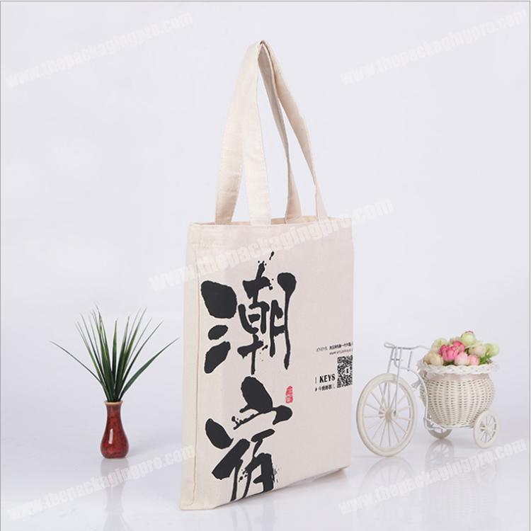 Promotional Custom Printed Eco Friendly Reusable Calico Cloth Carry Bag 100% Natural Organic Cotton Shopping Tote Canvas Bags