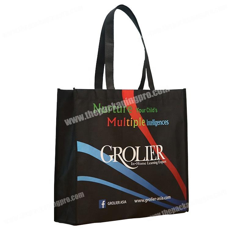 Promotional custom printed pp laminated shopping non woven handle bag