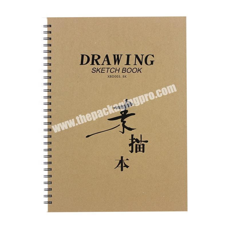Promotional Custom Printing Spiral Bound A4 A5 Drawing Paper Sketchbook Natural Kraft Cover Blank Paper Hardcover Notebook