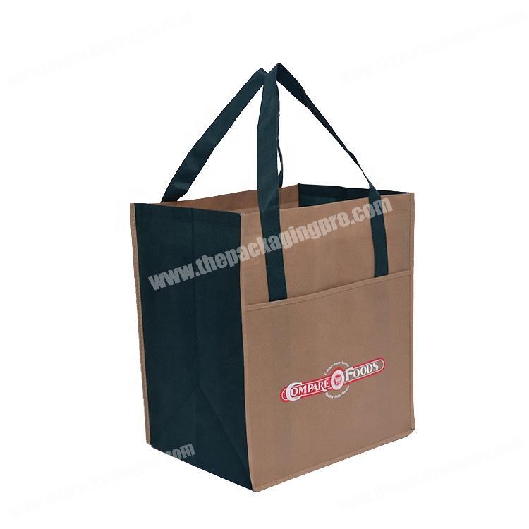 Promotional custom reusable 90gsm non woven bag with reinforce handle