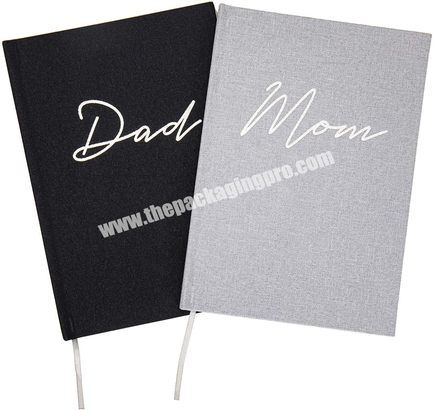 Promotional Customized Logo Fabric Linen Cover Agenda Custom A4 A5 Brown Grey Blaclk Notebook Hardcover Style Note Book Diary