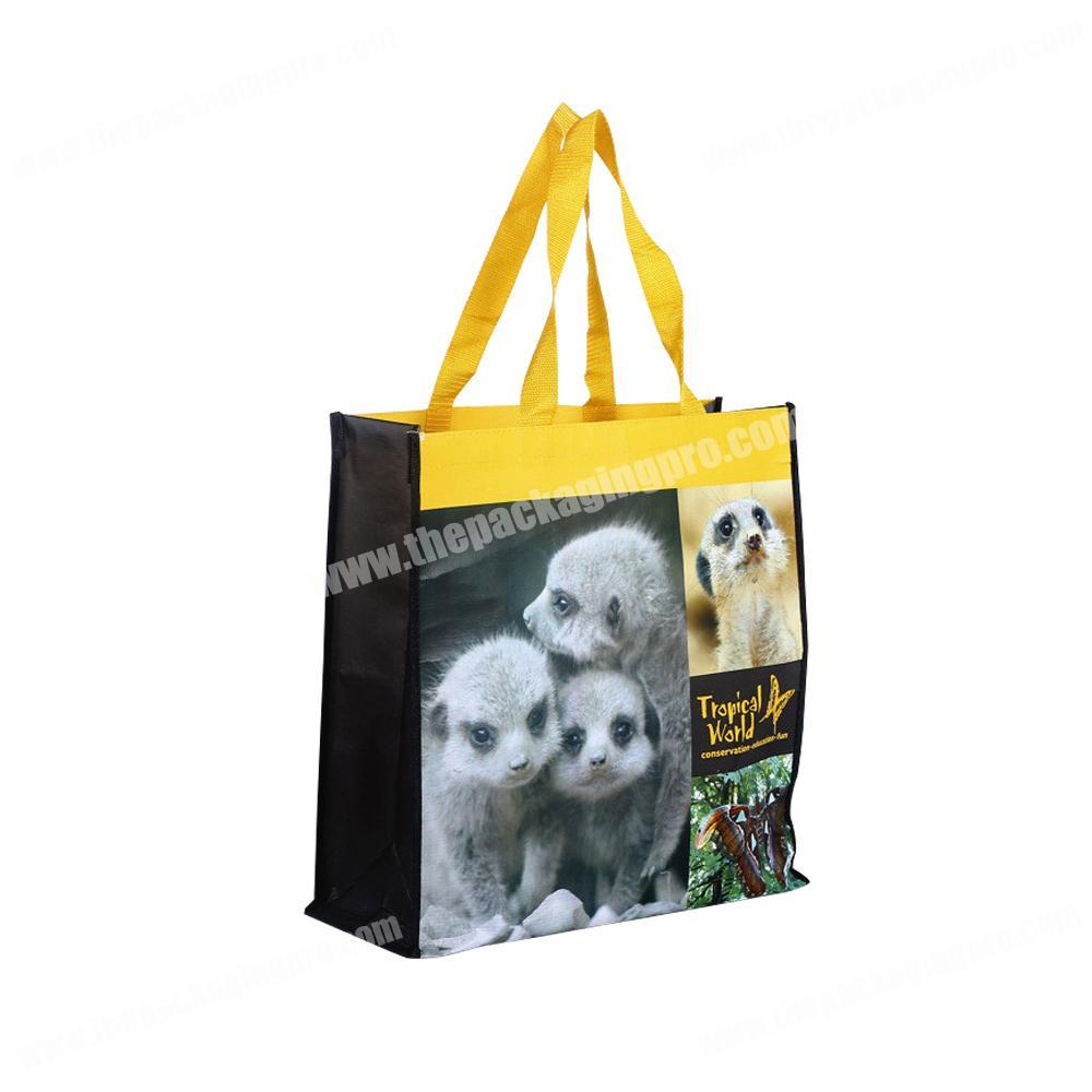 Promotional cute image shopping bags fabrics pp non-woven tote bag for shopping
