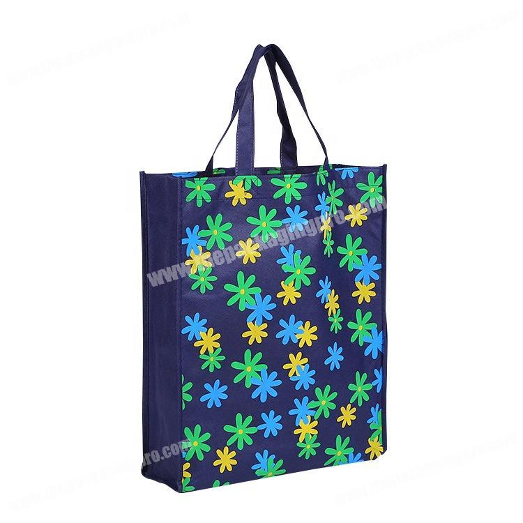 Promotional dark blue non-woven shopping bag with printed logo