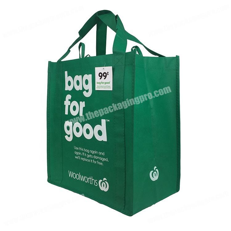 Promotional Green PP recycled eco tnt grocery shopping non woven bag