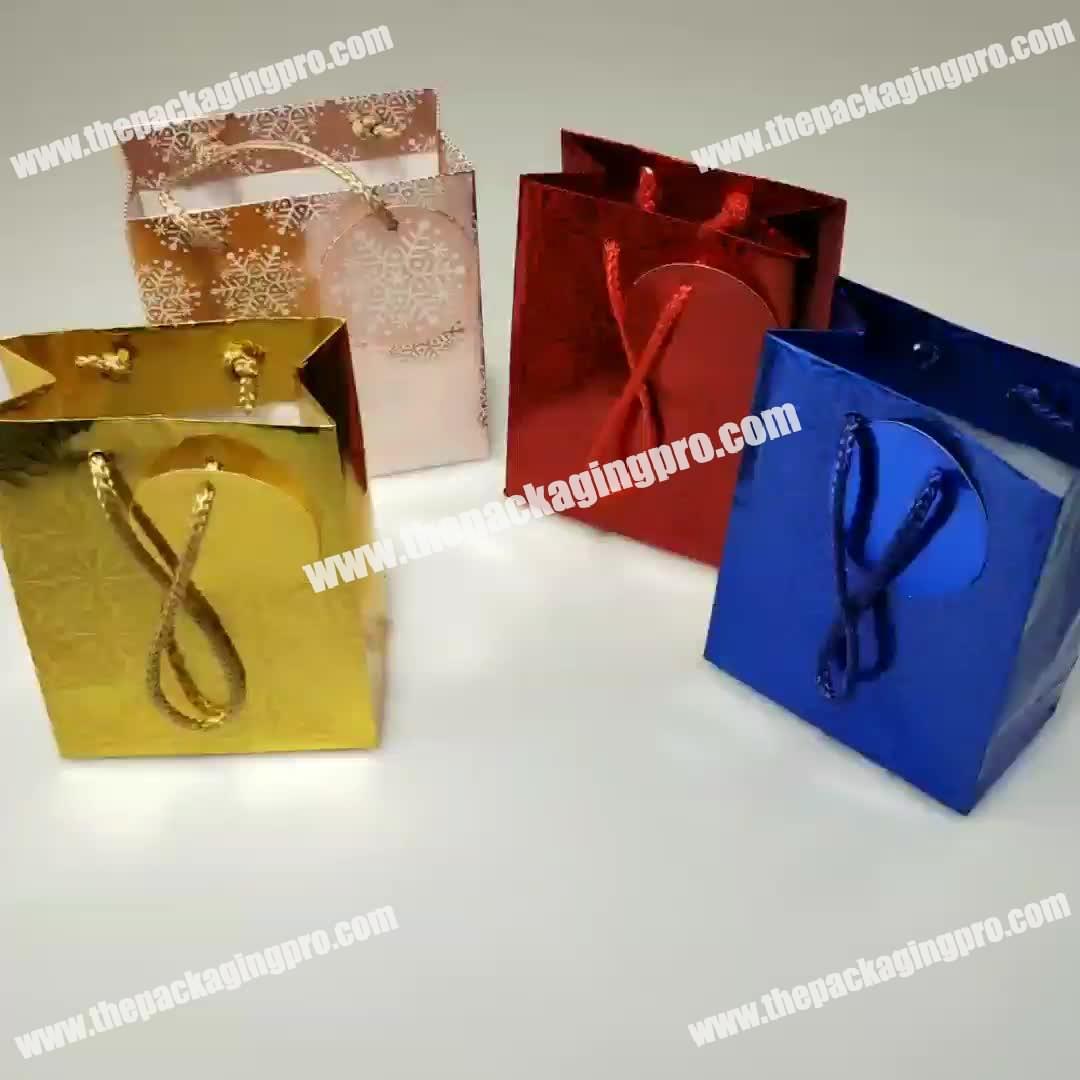 Promotional Luxury  gift Hologram paper bag shopping bag with twist handle