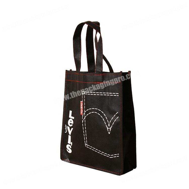 Promotional non woven bag black tote bags with custom printed logo