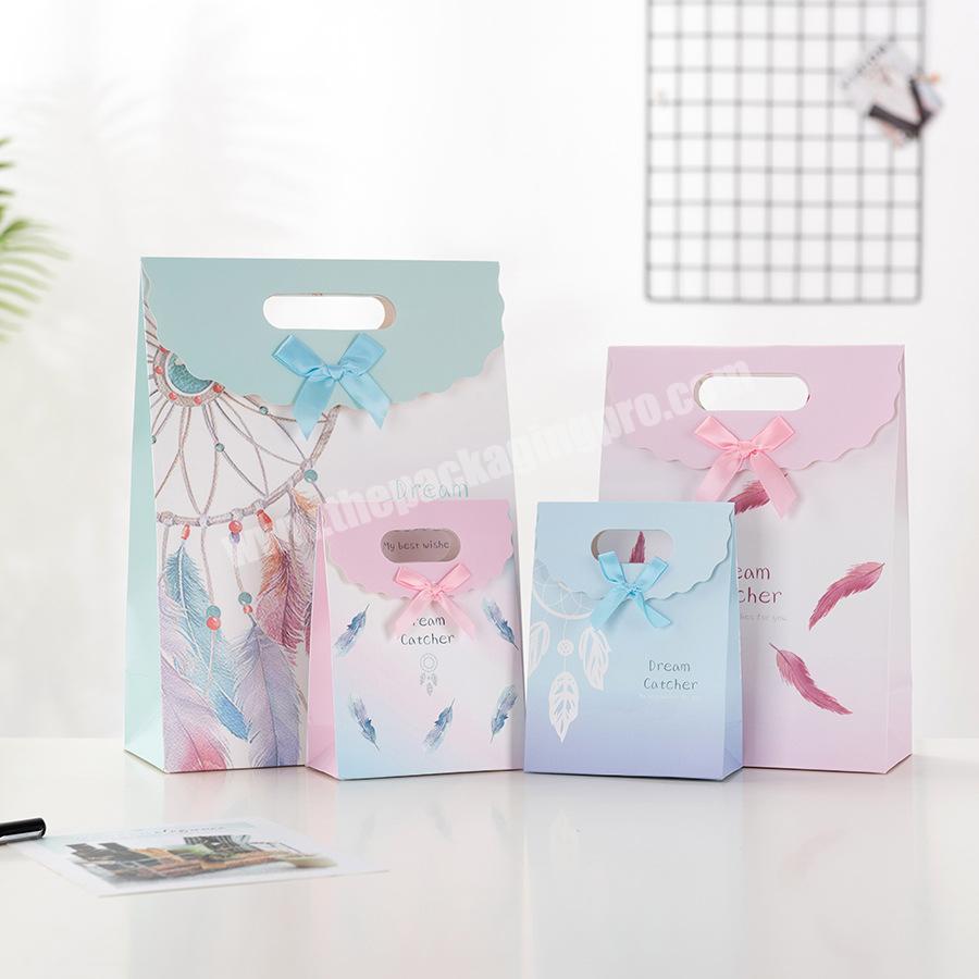 Promotional self-adhensive birthday printed paper gift bags with handles
