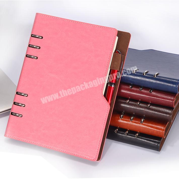 PU Leather Cover Pocket Notebook With Pen Attached Custom