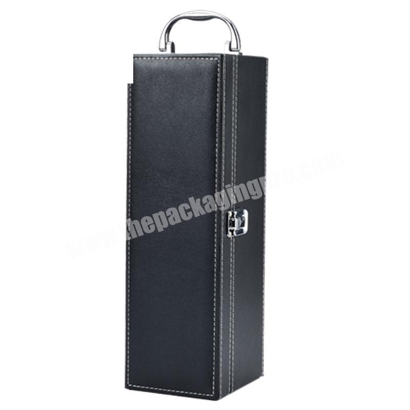 pu leather custom black premium wine luxuery gift bottle packaging box single classical single red box for wine