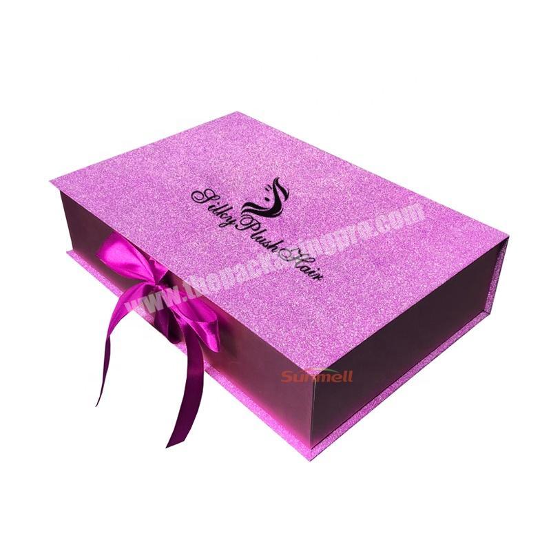 purple or red glitter costom packaging boxes for wigs