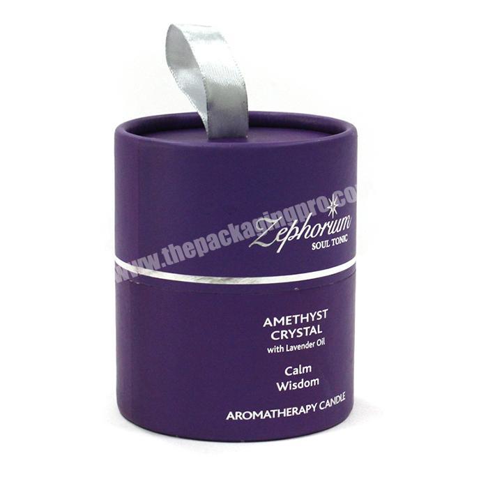 purple paper cylinder packaging box customized round tube box rolled edge candle paper tube packaging