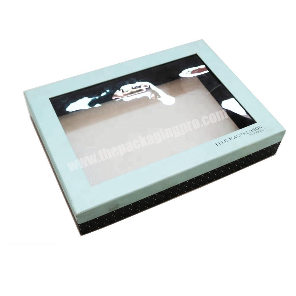 PVC gift packaging box luxury green cardboard paper box with clear PVC window