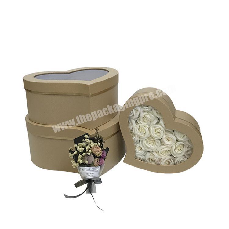 PVC window heart shaped custom flower box packaging