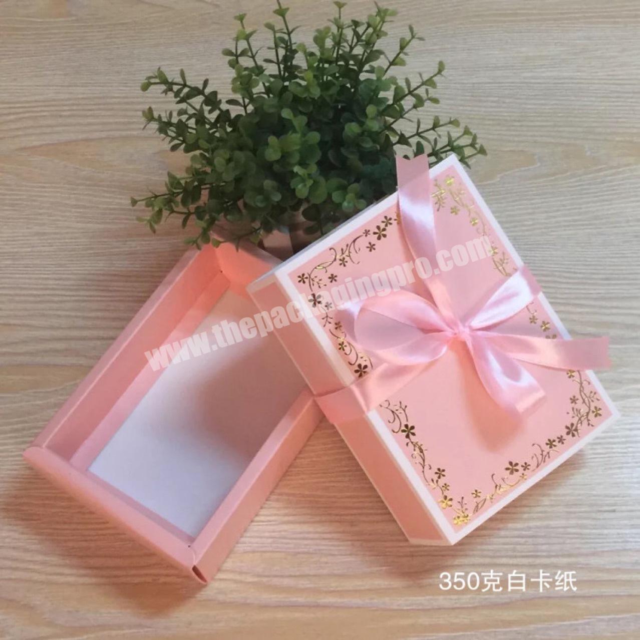 Ready in-stock underwear packaging box bakery cake drawer boxes with ribbon custom packaging boxes