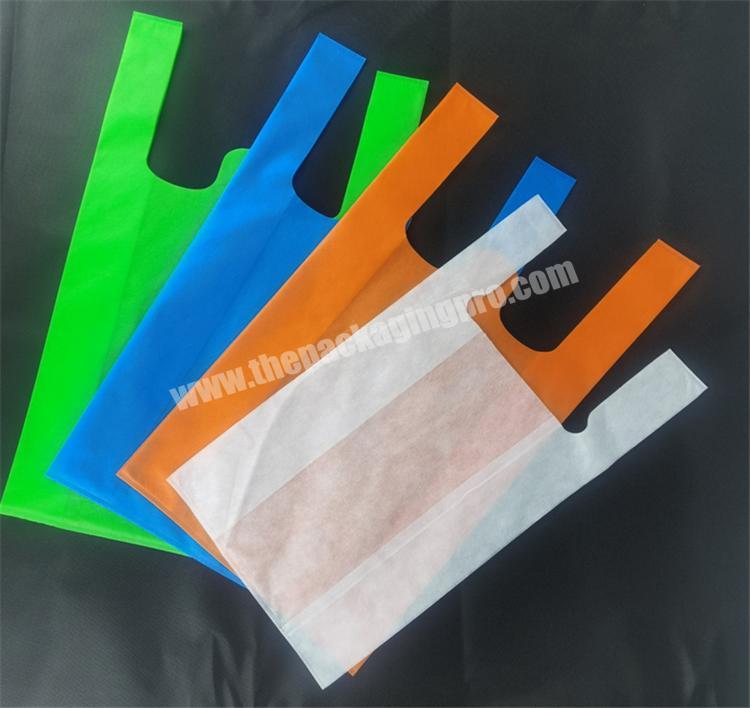 Ready to ship solid color vest non woven bag for  fruits and vegetable