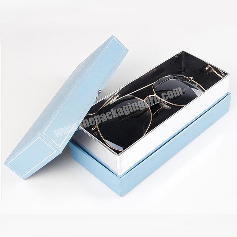 Rectangle deep blue small custom sunglass storage box with pouch bags