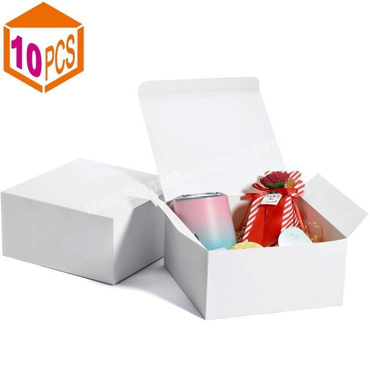 Rectangle Kraft Paper Packaging Cheap Wholesale White Gift Box With Ribbon