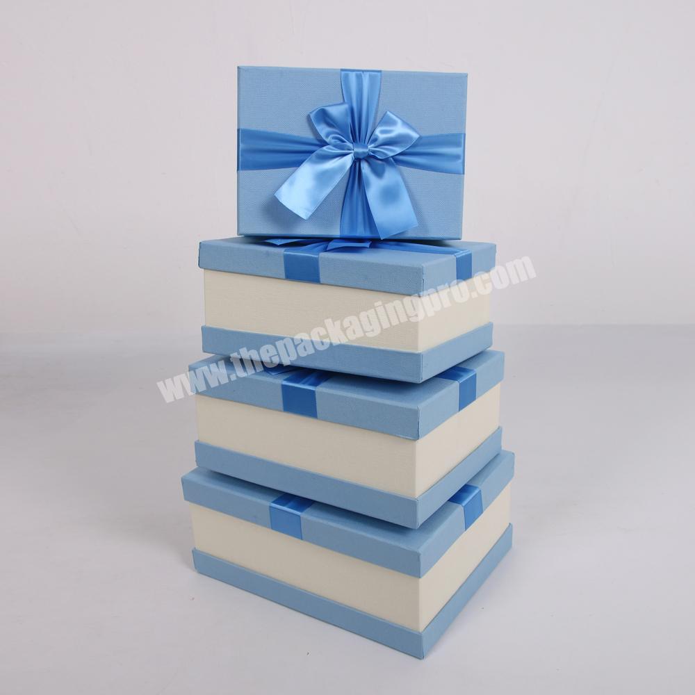 Rectangle Paper Packaging Box With Ribbon Bow Packaging