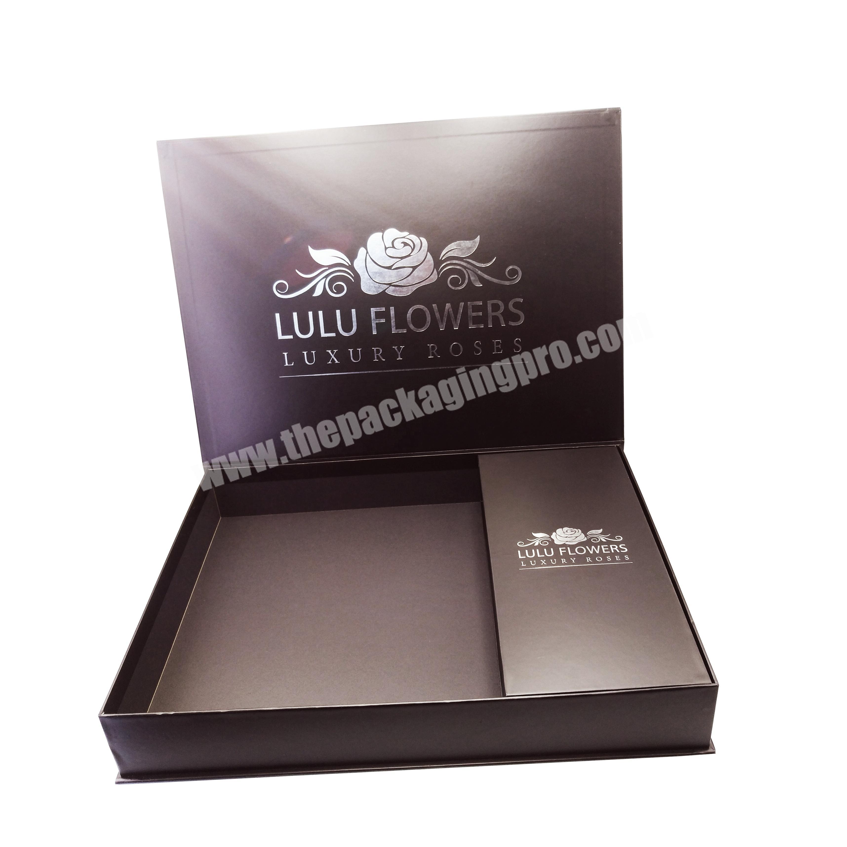 Rectangular Custom Cardboard Luxury Flower Folding Book Box