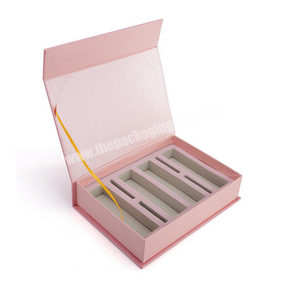 Recyclable cardboard cosmetic packaging box paper type promotion box with sponge tray