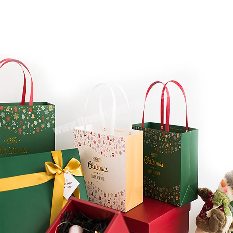 Recyclable cmyk printing kraft christmas paper gift bag for party