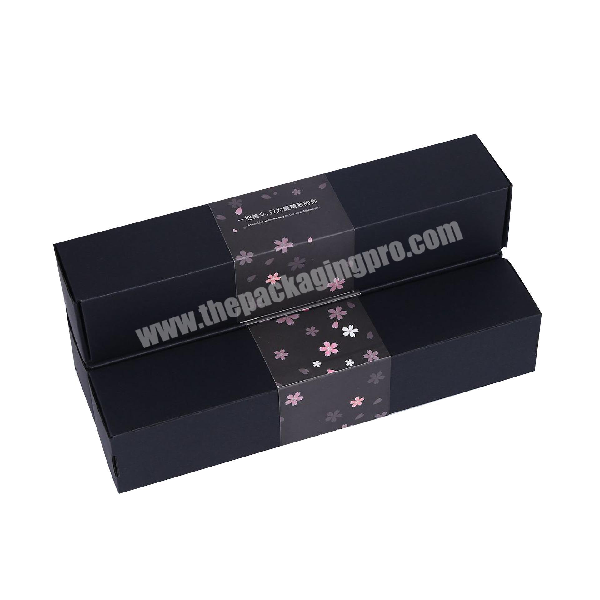 Recyclable custom gold foil black cardboard drawer gift box kraft paper printed LOGO