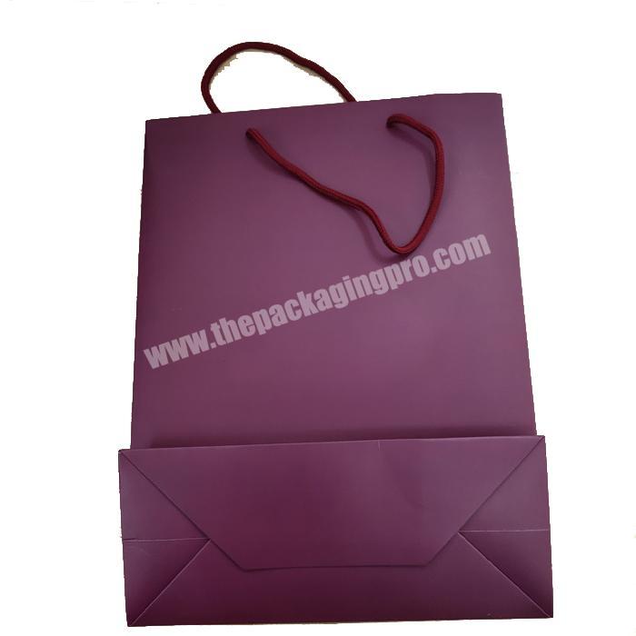 Recyclable custom logo printed Violet Art paper gift bags with Twisted paper handle