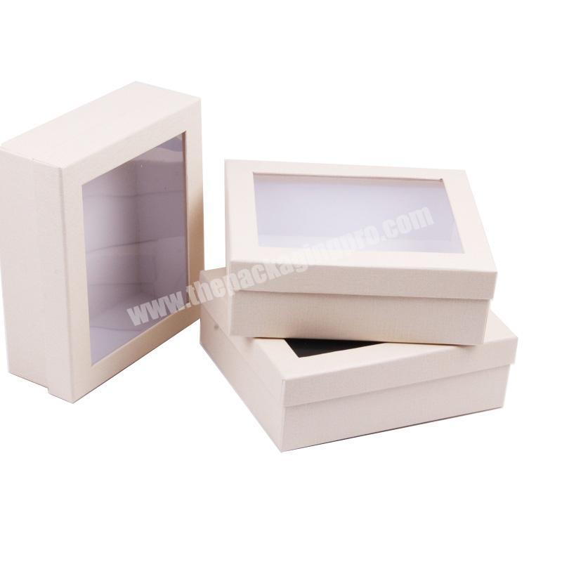 Recyclable Customized hard Cardboard window pvc Paper Gift Box Packaging
