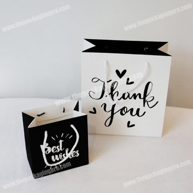 Recyclable Cute Party fancy Paper Gift Package Bags With Handles thank you pattern