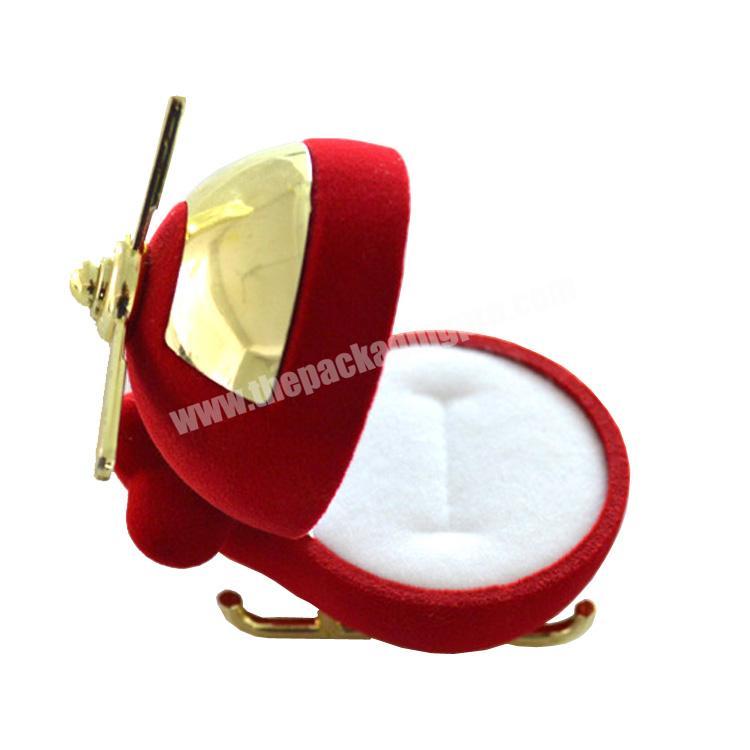 Recyclable Fancy Flocking Airplane Shape Velvet Ring Jewelry Gift Box