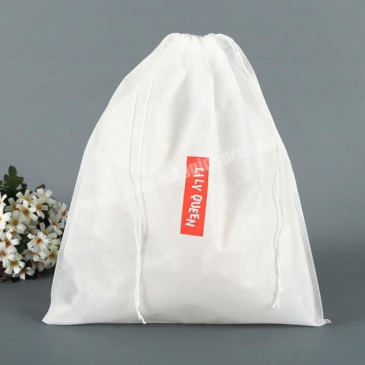 Recyclable foldable non woven fabric shoe dust drawstring bag
