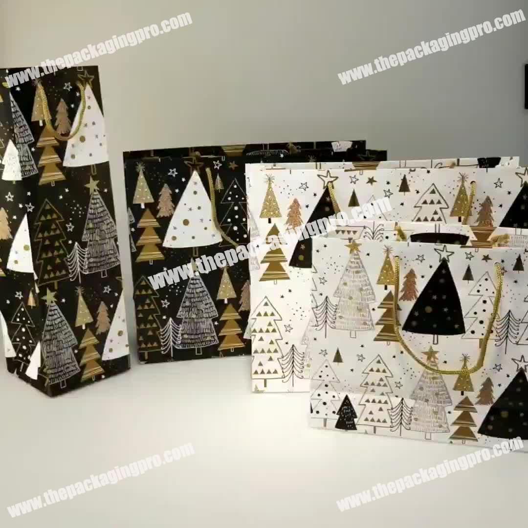 Recyclable Packaging Commercial Colorful Luxury New Design Christmas Gift Bag Sets Wine Paper Packaging Bags