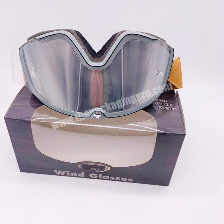 Recyclable winter sports snowboard goggles box pvc window ski glasses boxes