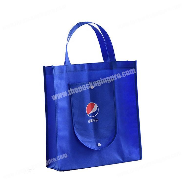 Recycle custom printed blue foldable non woven tote shopping bag