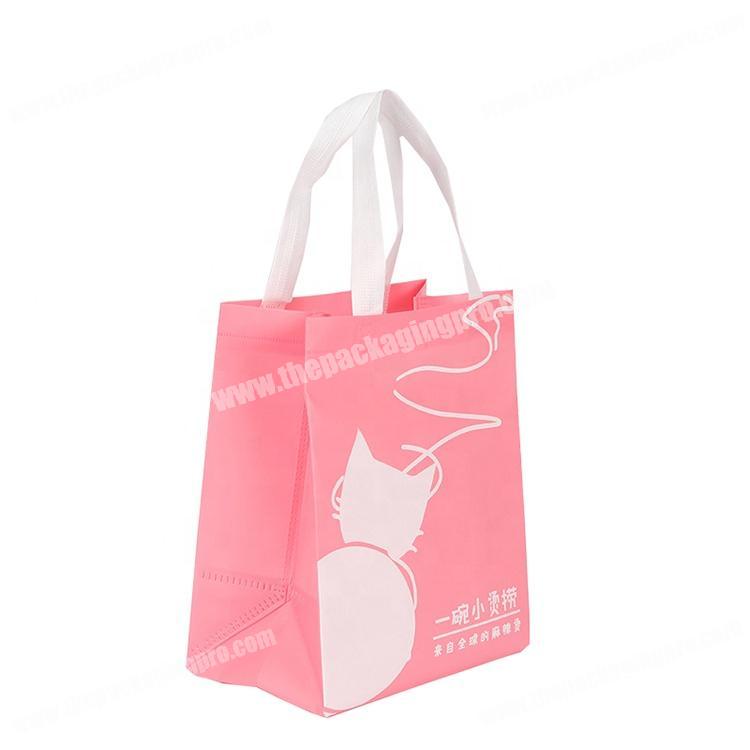 Recycle gift carry away small pink non woven bag