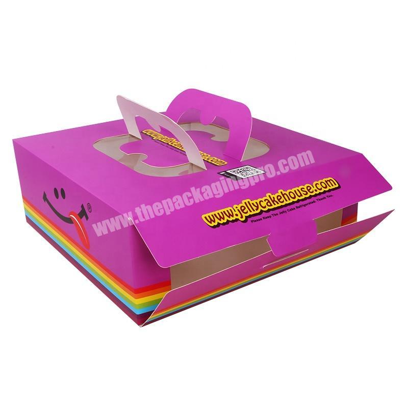 Recycle PVC window custom pin purple cute carton flat single birthday cake paper box