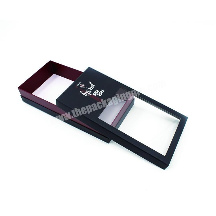 Recycled coated paper gift box with clear PVC window customized