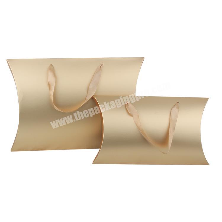 Recycled Folding Gold Paper Pillow Box For Hair Extension Packaging