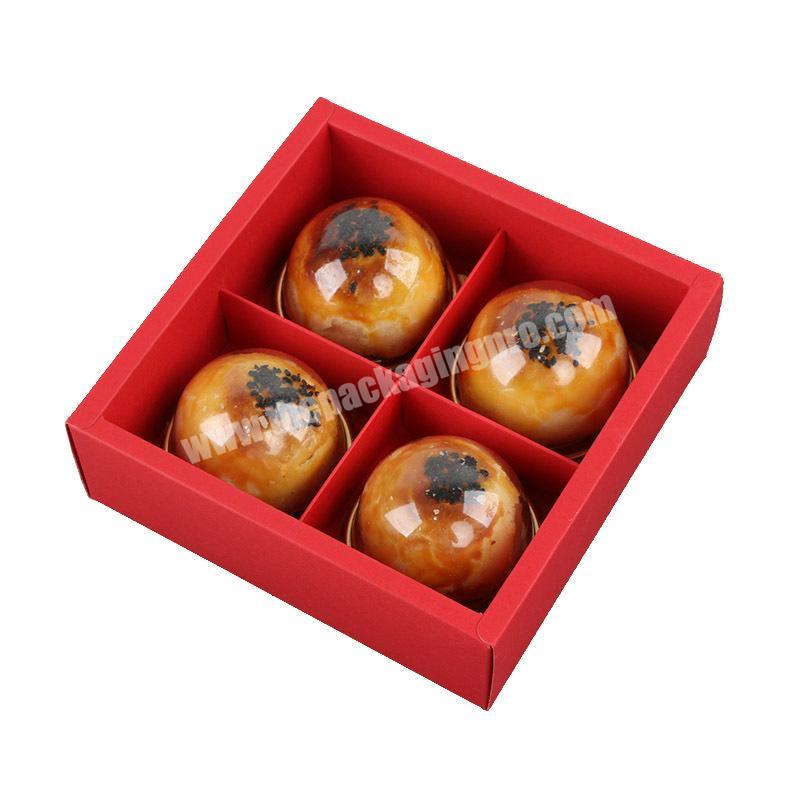 Recycled high end frosted cake packing box 80g round yolk custom cake box for gift with handle pastry biscuit box