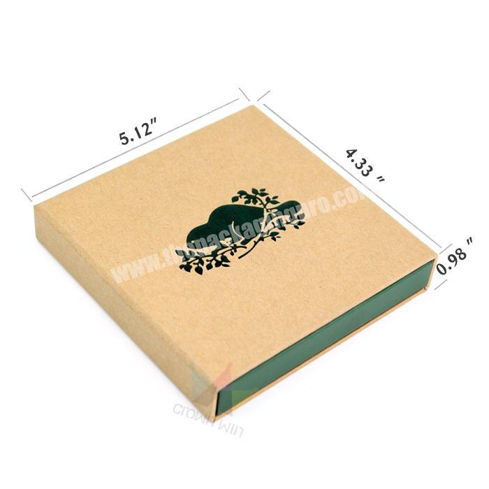 Recycled Kraft Cardboard Business Card Gift Box With Green Foil Logo