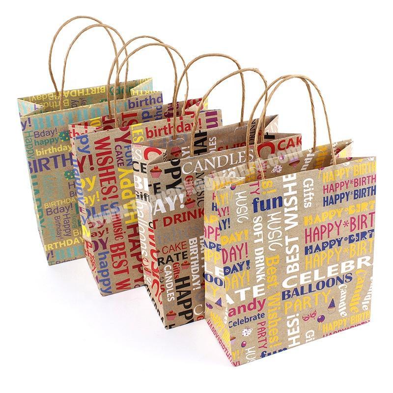 Recycled letter series brown kraft paper bag for shopping and gift packaging
