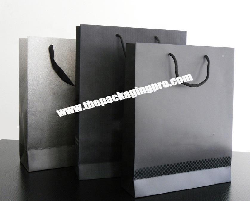 Recycled luxury style flat boutique hot stamp logo black paper bag